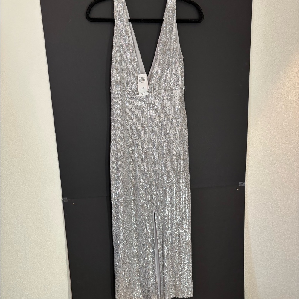 Zara Silver lowback Sequin Dress